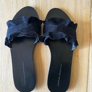 Loeffler Randall Birdie Black Suede Sandals 7
